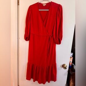 Max Studio Vibrant Red Long Sleeve Dress
